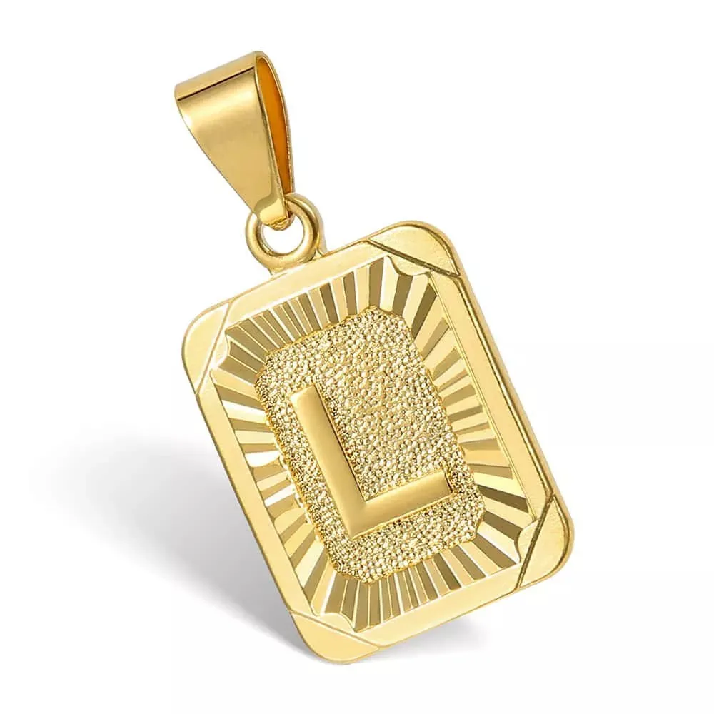 Initial Letter Pendant Necklace for Women Men Gold Curb Chain Jewelry