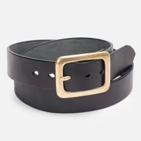 Iron Heart IHB-11-BLK Heavy Duty "Tochigi" Leather Belt With Brass Garrison Buckle - Black