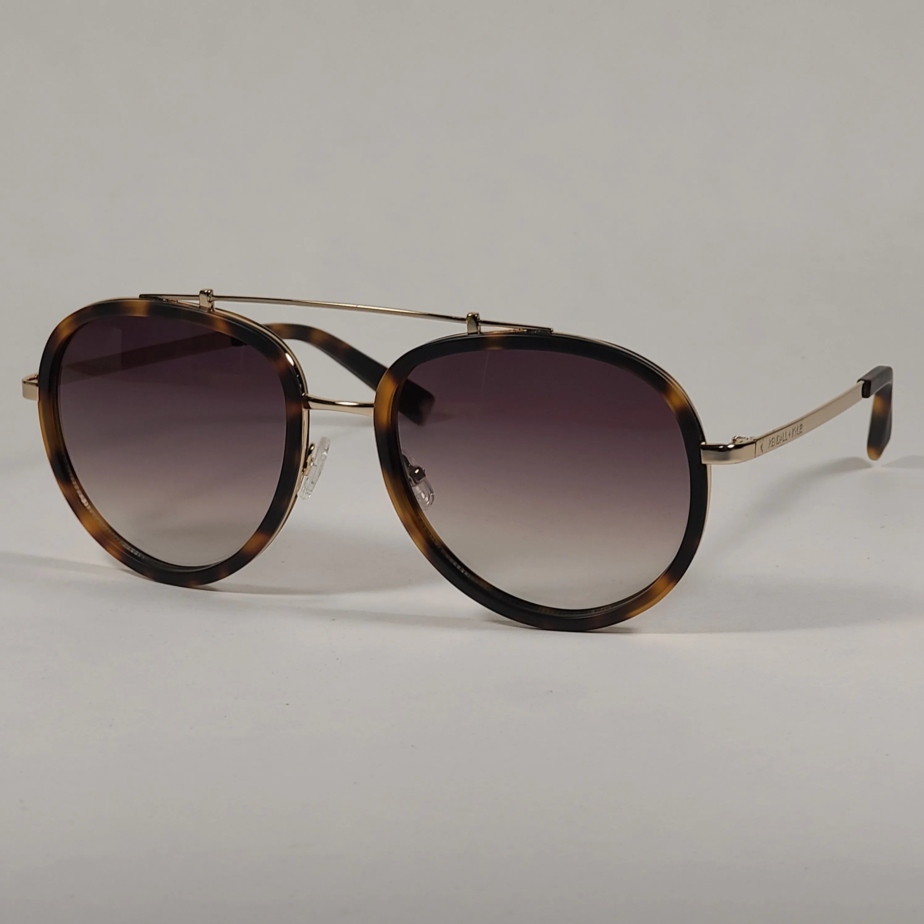 Kendall   Kylie Jules Aviator Sunglasses Matte Demi Tortoise and Gold Frame Brown Gradient Lens KK5005Q 215