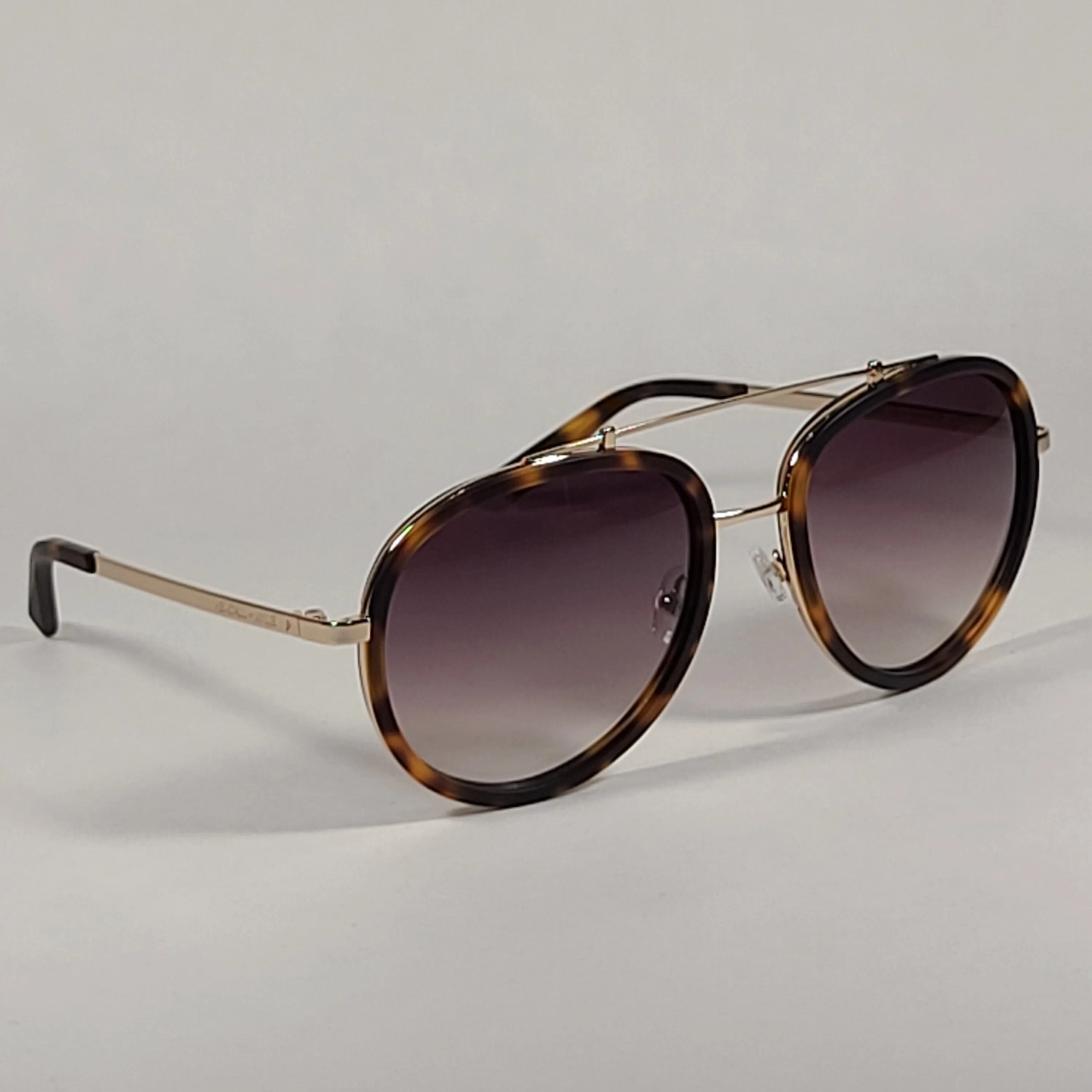 Kendall   Kylie Jules Aviator Sunglasses Matte Demi Tortoise and Gold Frame Brown Gradient Lens KK5005Q 215