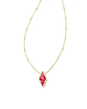 Kinsley Short Pendant Necklace Gold - Raspberry Illusion