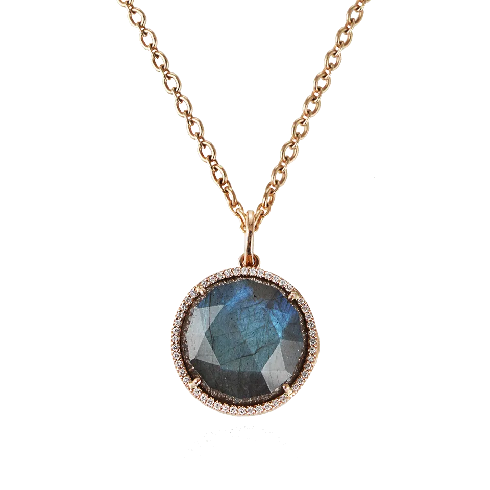 Labradorite And Diamond Locket Necklace