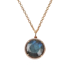 Labradorite And Diamond Locket Necklace