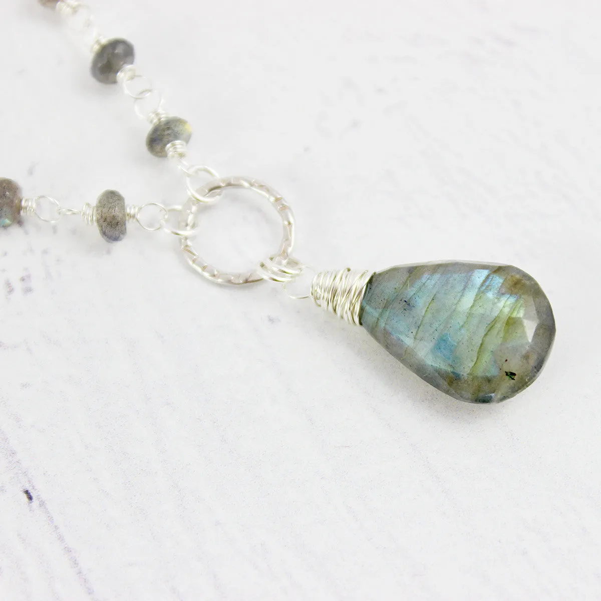 Labradorite Gemstone Sterling Silver Beaded Necklace
