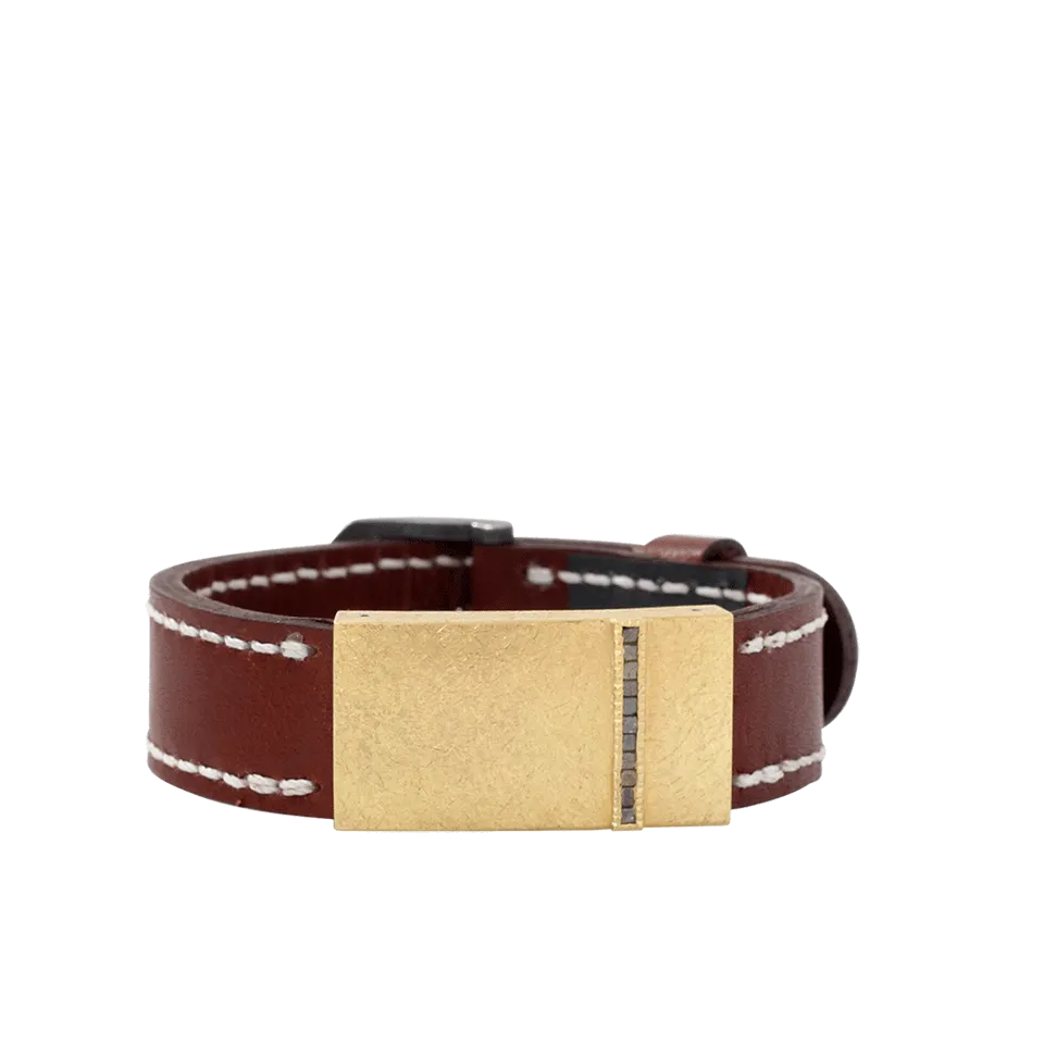 Leather Bracelet With Diamond Buckle