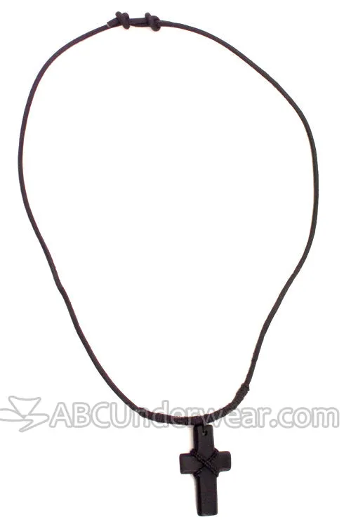 Leather Cord Monk Cross Necklace