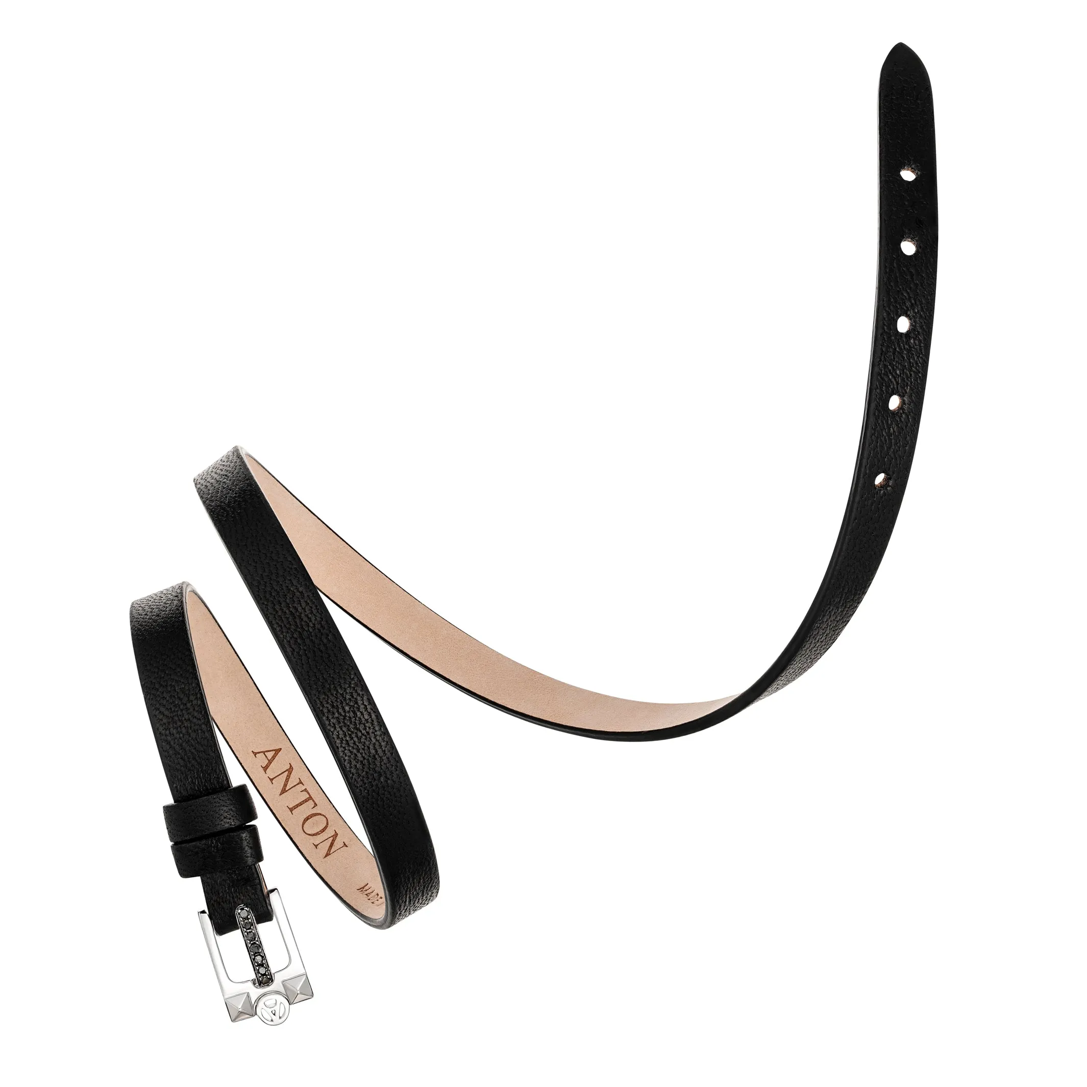 Leather Double Loop Bracelet | White Gold