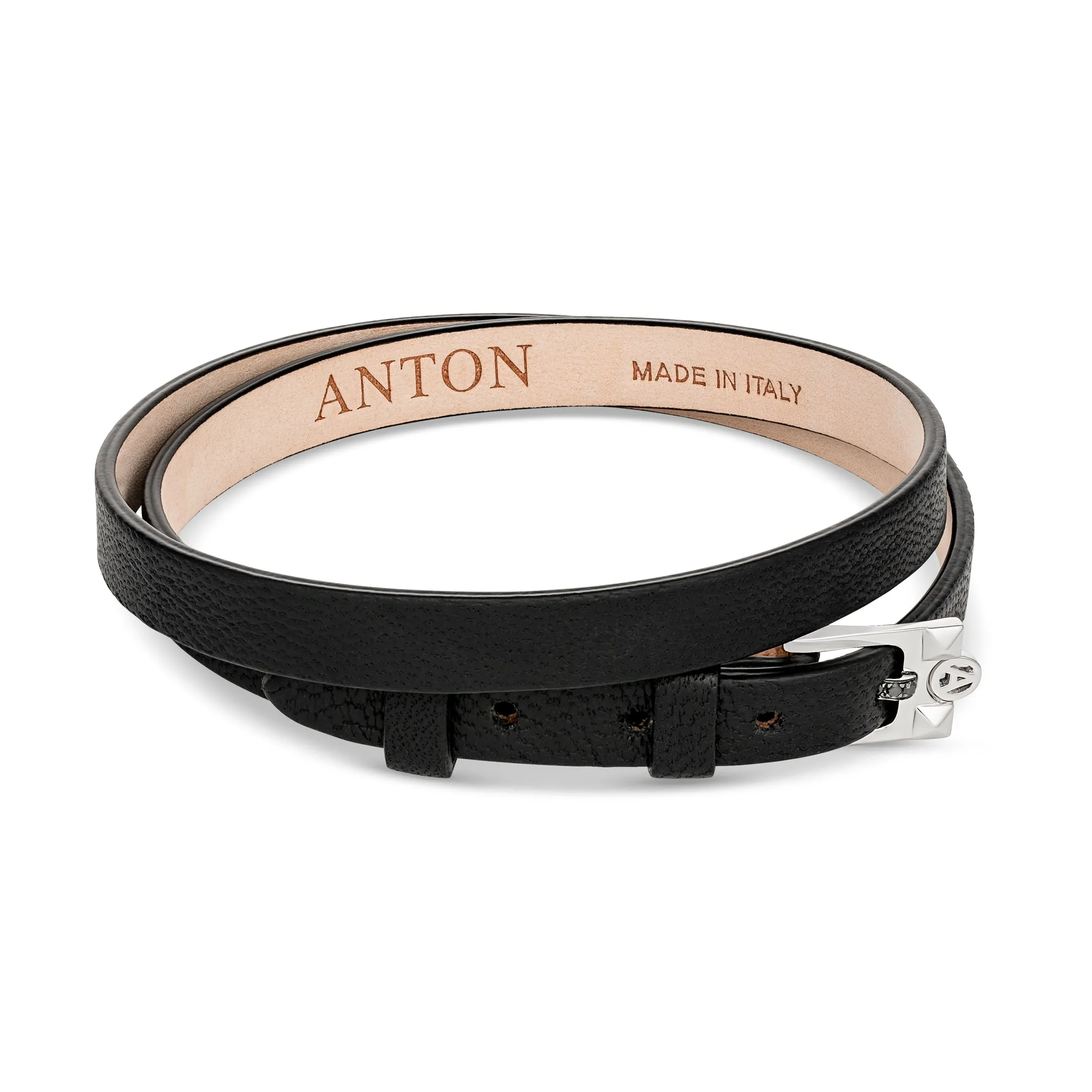 Leather Double Loop Bracelet | White Gold