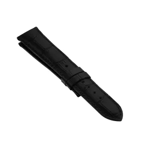 Leather Strap with Alligator Embossing - Black