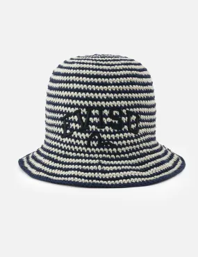 Logo Embroidery Striped Knitted Bucket Hat