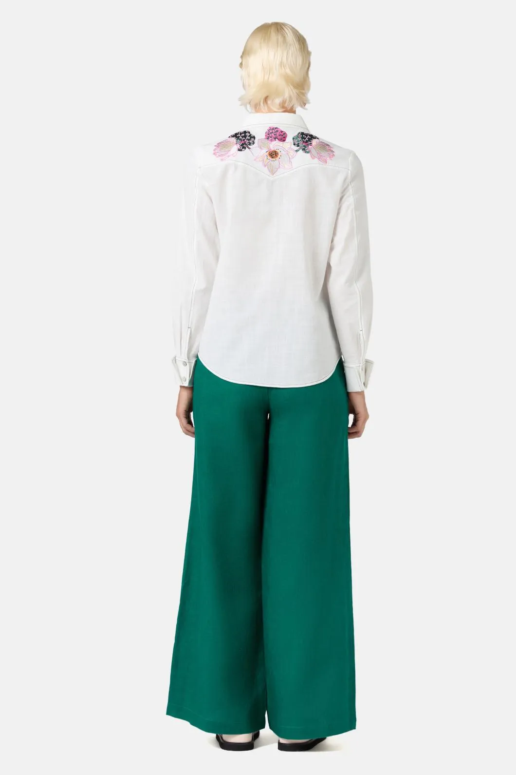 Lotus Leopard Embroidery Shirt