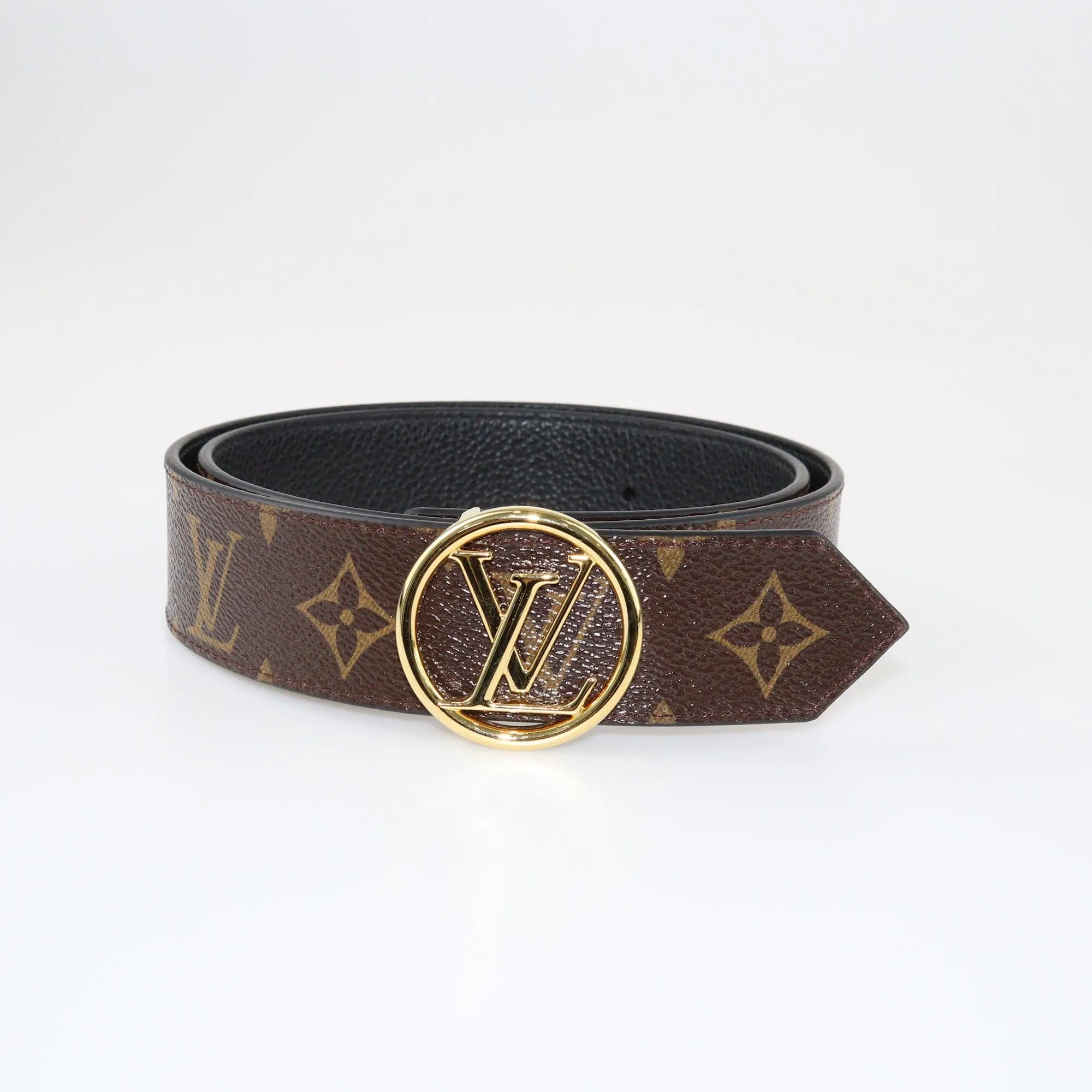 Louis Vuitton Brown Monogram LV Circle Reversible Belt