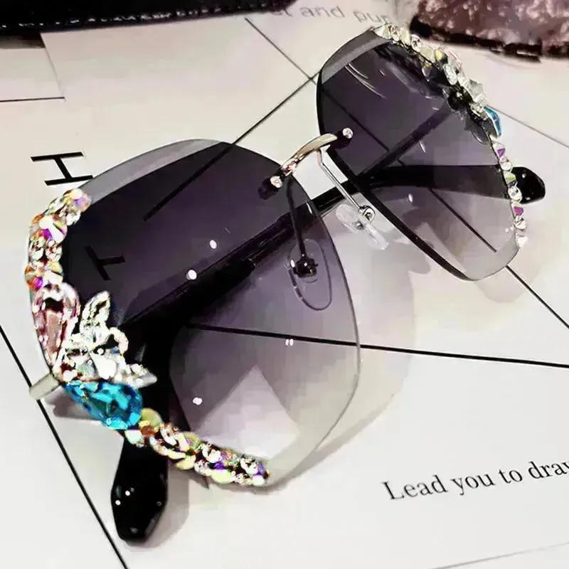 Luxury Rhinestone Square Sunglasses for Women Fashion Outdoor Shades