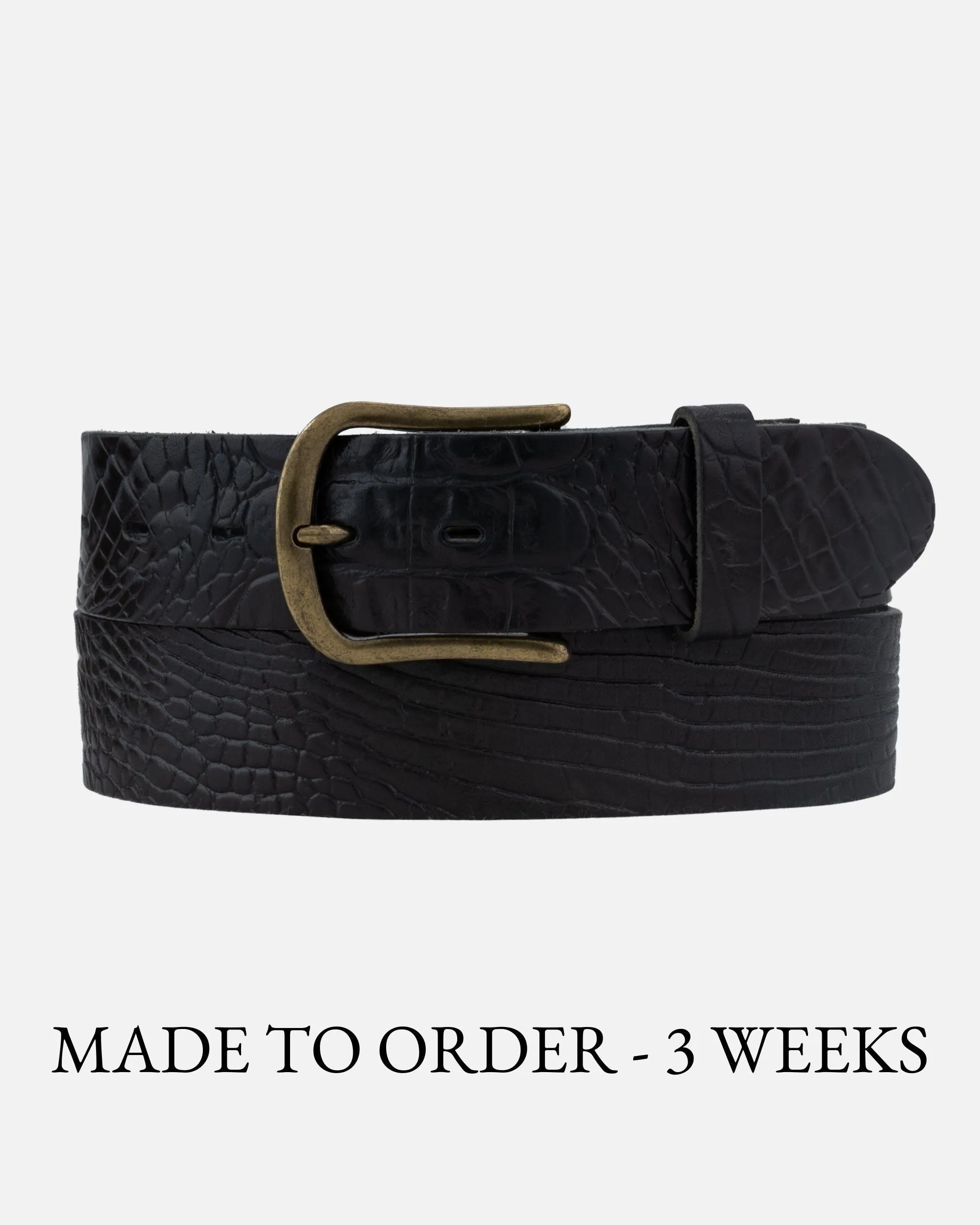 MADE TO ORDER Desi | Crocodile Embossed Leather Belt with Removable Buckle