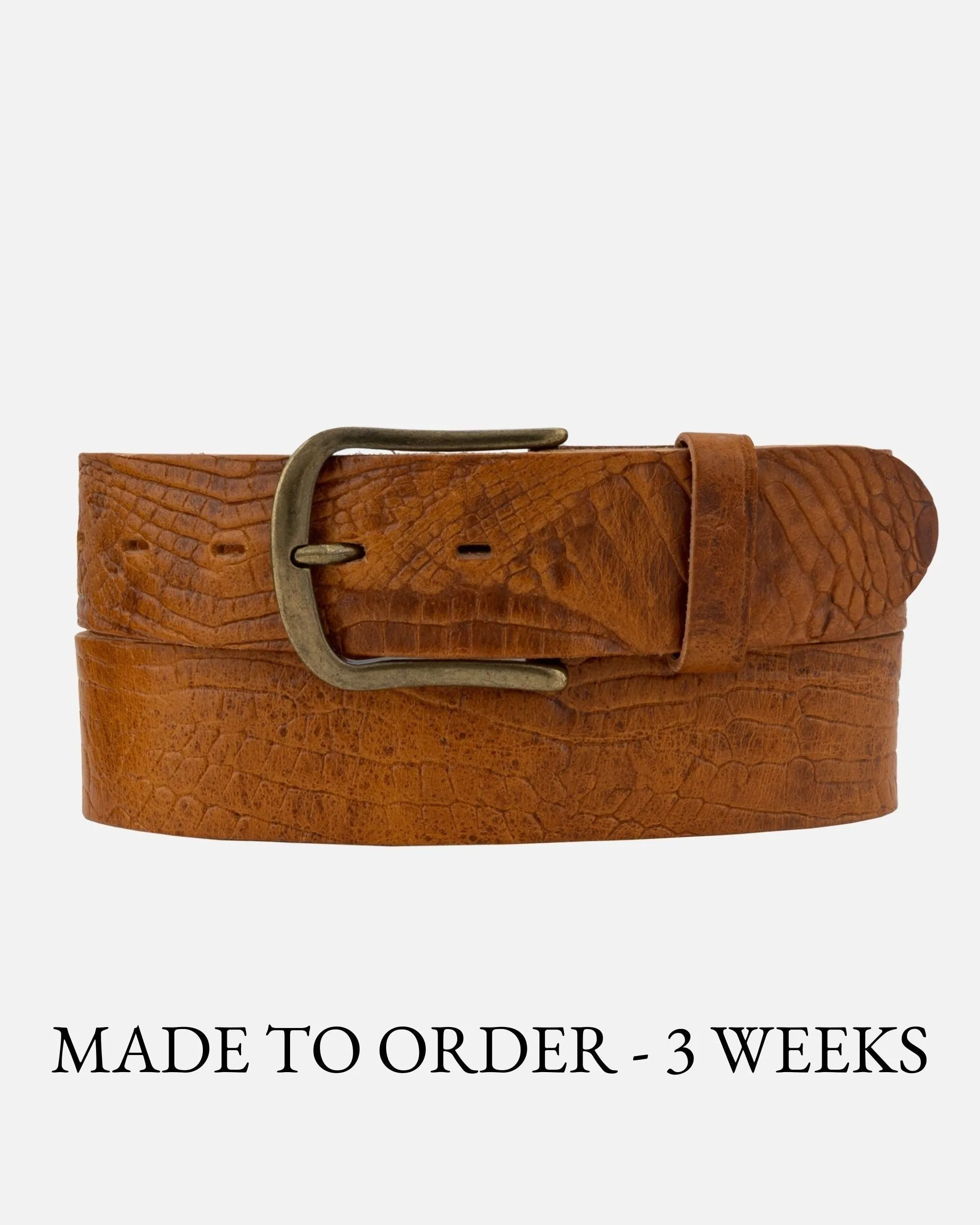 MADE TO ORDER Desi | Crocodile Embossed Leather Belt with Removable Buckle