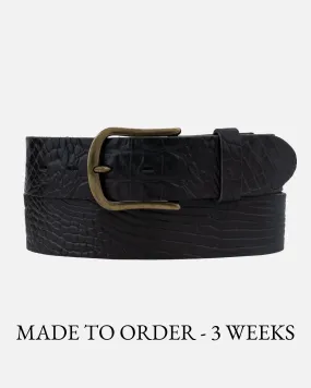 MADE TO ORDER Desi | Crocodile Embossed Leather Belt with Removable Buckle