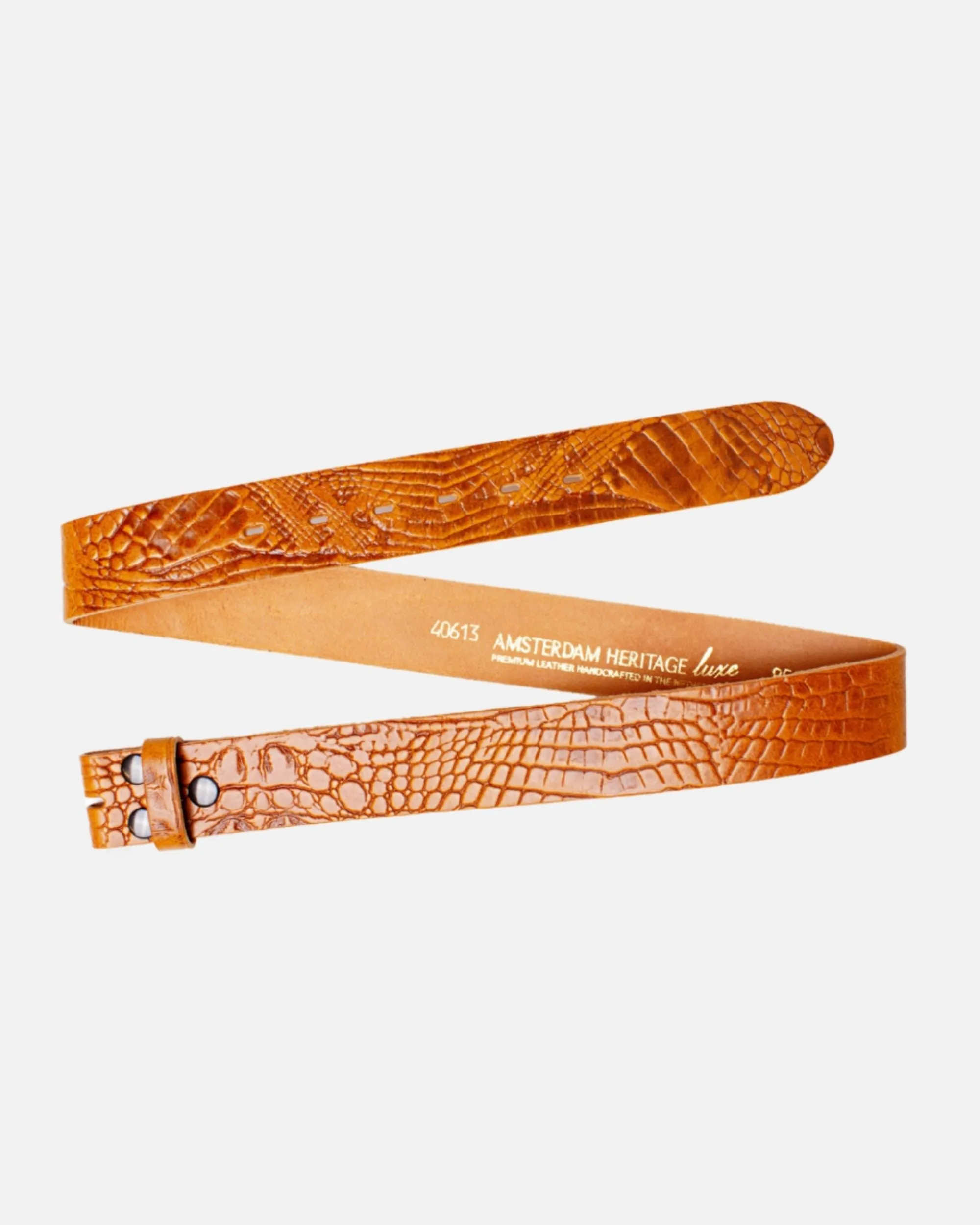 MADE TO ORDER Desi | Crocodile Embossed Leather Belt with Removable Buckle