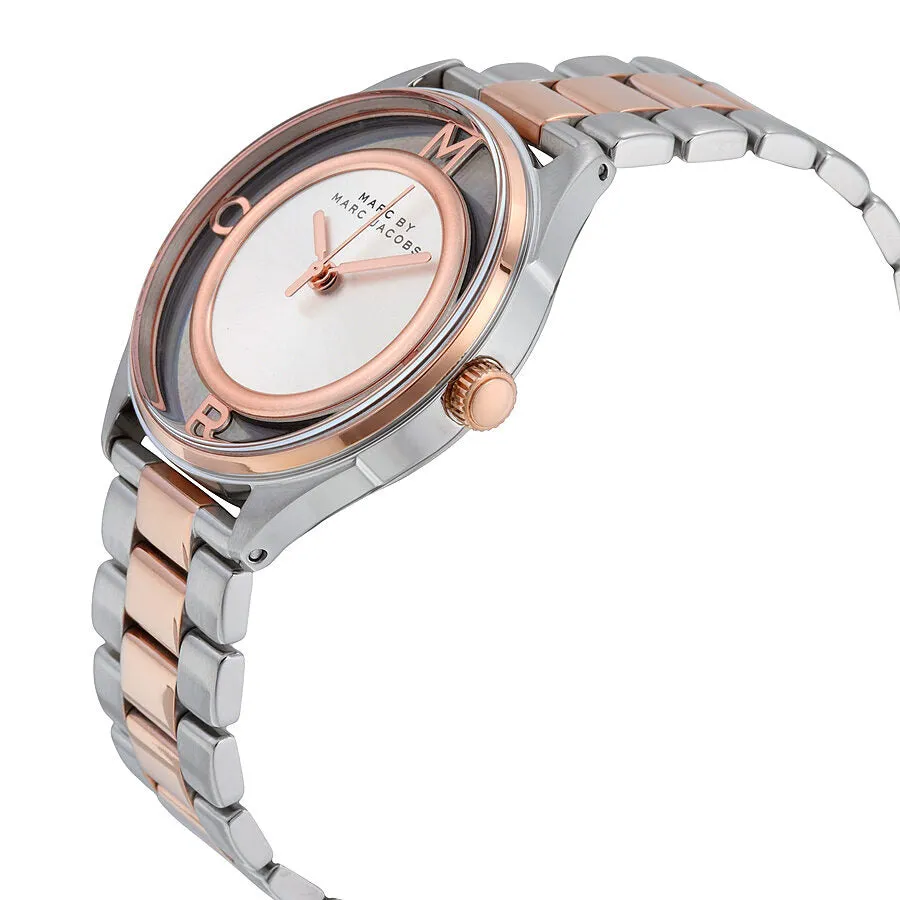 Marc By Marc Jacobs Tether Silver Transparent Dial Two-tone Ladies Watch MBM3436