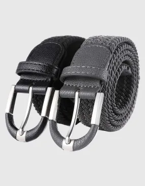 Men's Hopsack Weave 2- Pack Elastic Belt
