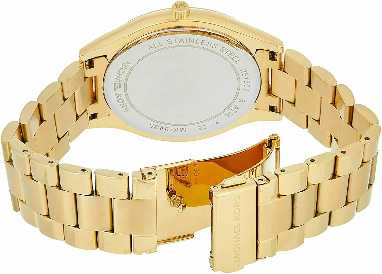 Michael Kors Slim Runway Green ️dial Gold Tone Ladies Watch MK3435