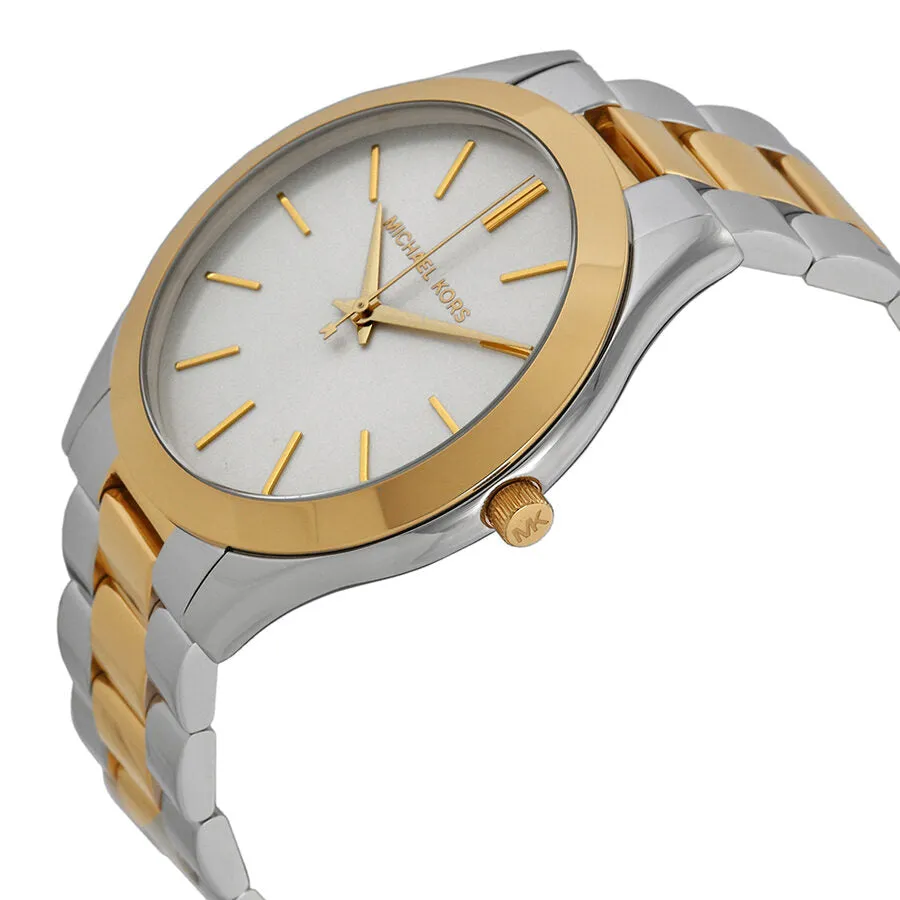 Michael Kors Slim Runway Silver Dial Two-tone Stainless Steel Unisex Watch MK3198