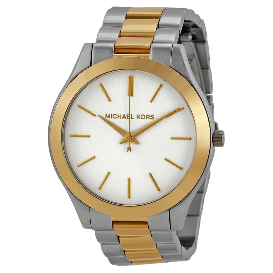 Michael Kors Slim Runway Silver Dial Two-tone Stainless Steel Unisex Watch MK3198