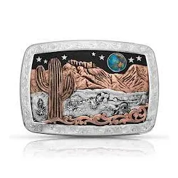 Montana Silversmiths® Desert Moon Turquoise Cactus Buckle 42110