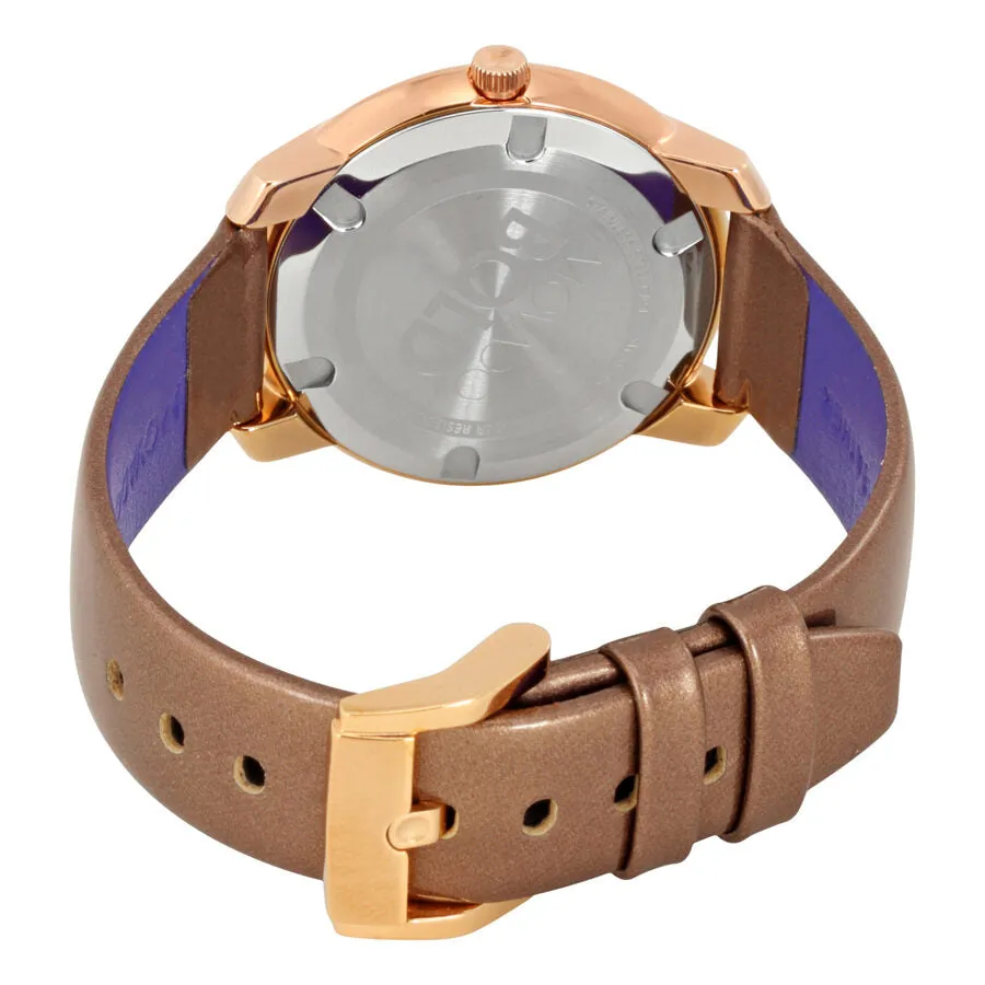 Movado Bold Rose Dial Pearlized Mocha Leather Ladies Quartz Watch 3600313