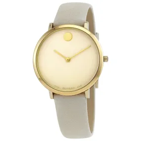 Movado Ultra Slim Quartz Champagne  Dial Ladies Watch 0607345