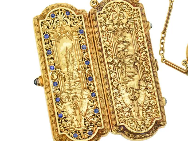 Museum Quality Hand Engraved Sapphire Etui