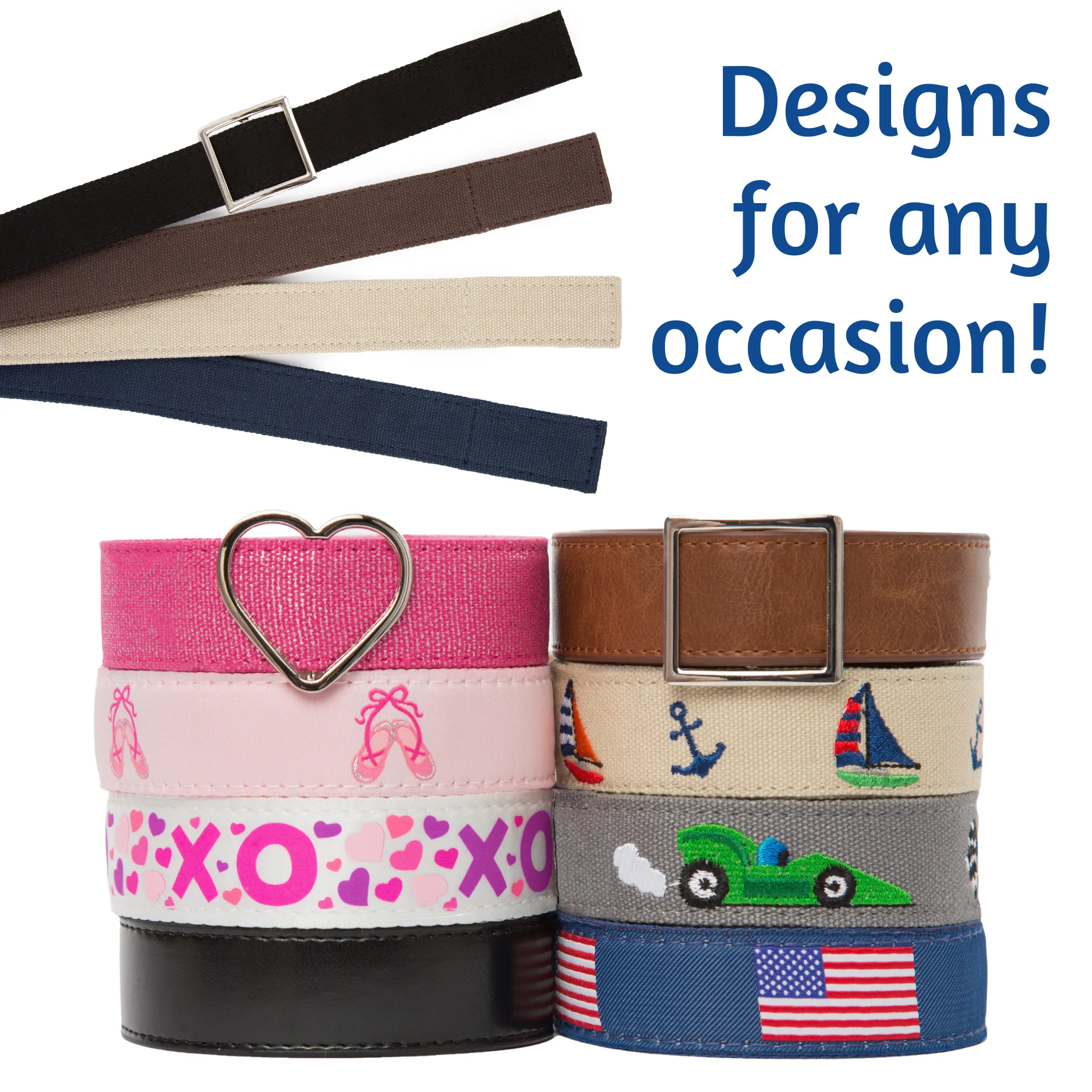 MYSELF BELTS - Navy Solid Canvas Print Easy Velcro Belt For Toddlers/Kids