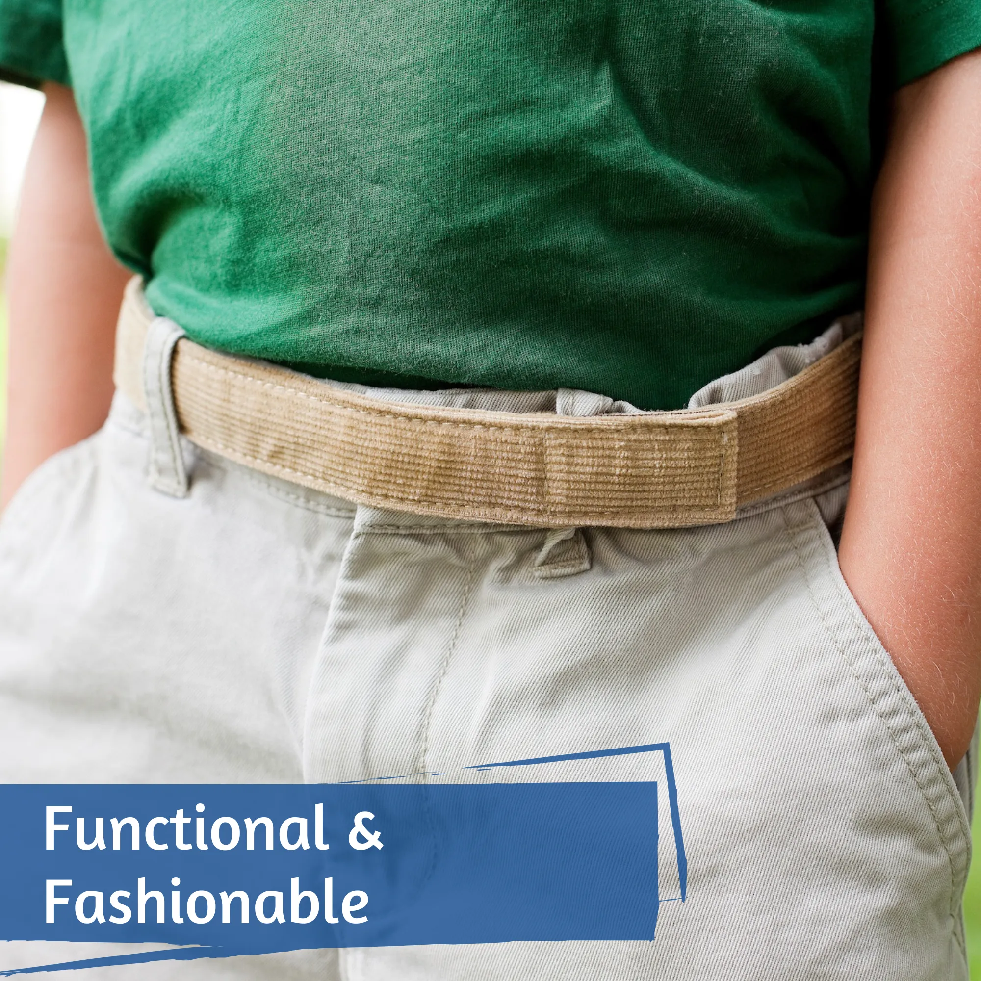 MYSELF BELTS - Navy Solid Canvas Print Easy Velcro Belt For Toddlers/Kids