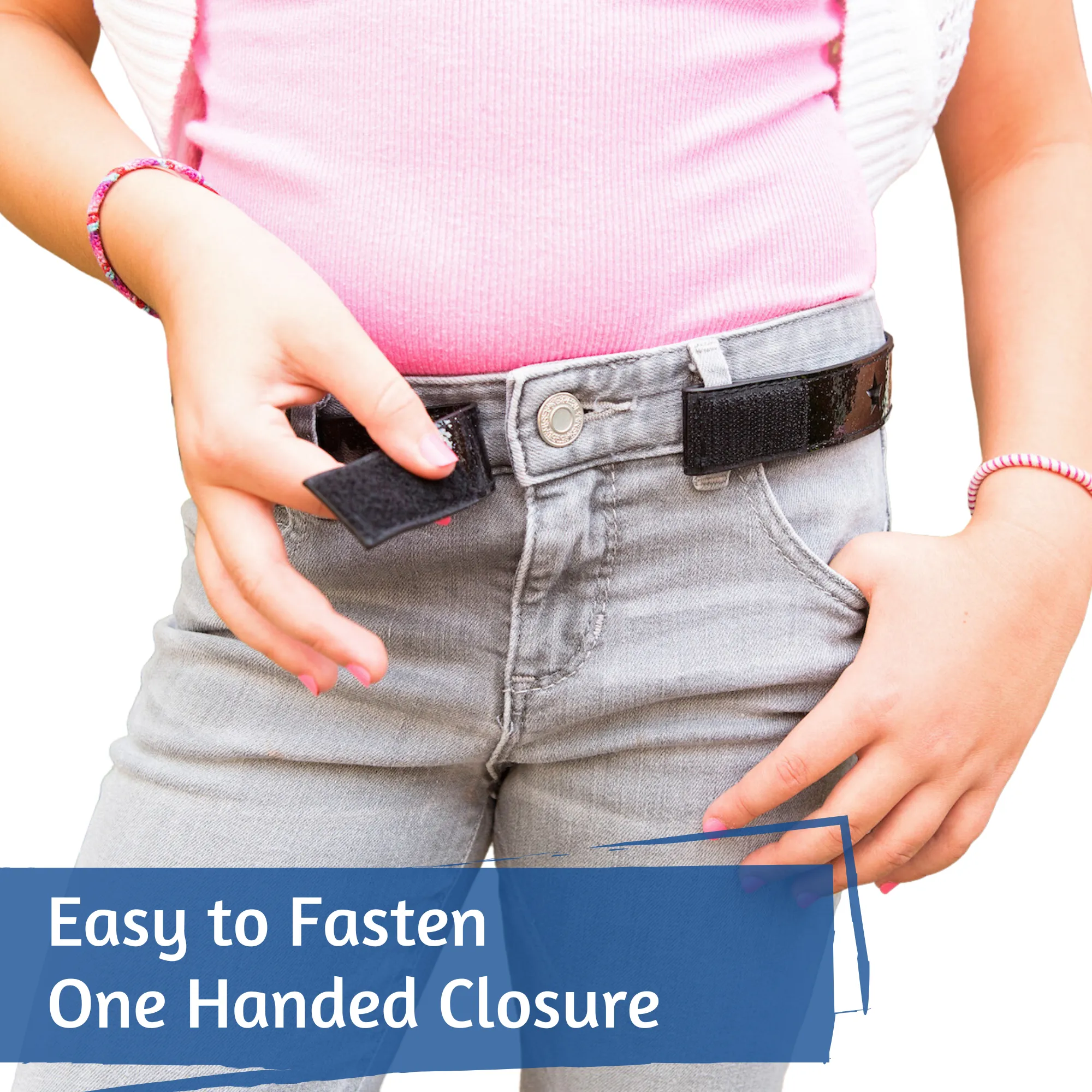 MYSELF BELTS - Solid Pink Canvas Easy Velcro Belt For Toddlers/Kids