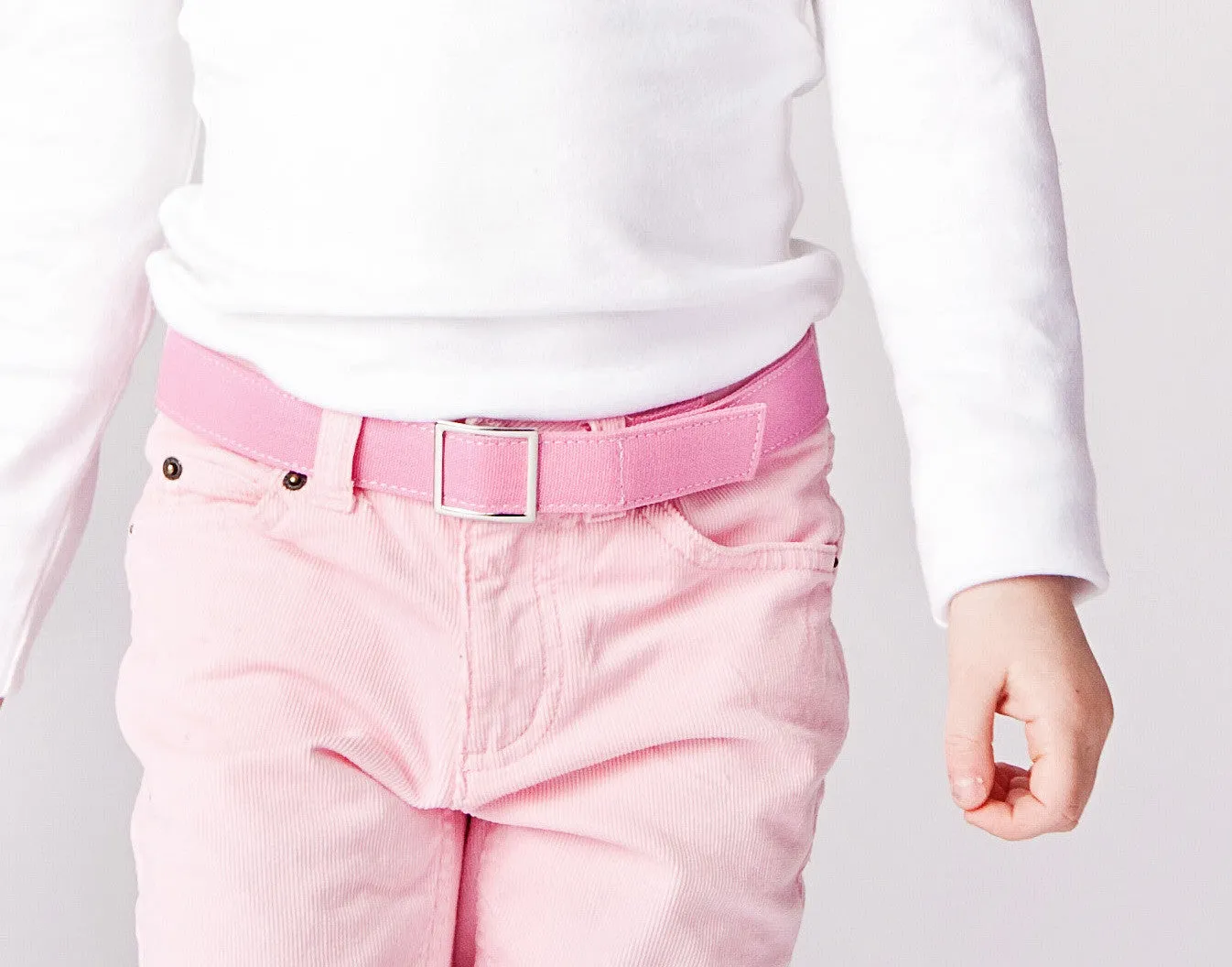 MYSELF BELTS - Solid Pink Canvas Easy Velcro Belt For Toddlers/Kids