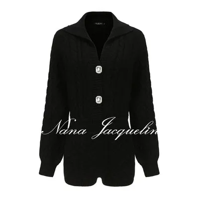 NANA JACQUELINE TWIST WOOL KNITTED DIAMOND BUCKLE JUMPSUIT