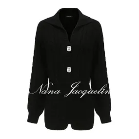 NANA JACQUELINE TWIST WOOL KNITTED DIAMOND BUCKLE JUMPSUIT