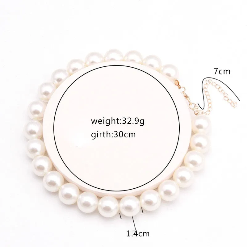 Natural Pearl Choker Necklace Chain Gold Women Jewelry