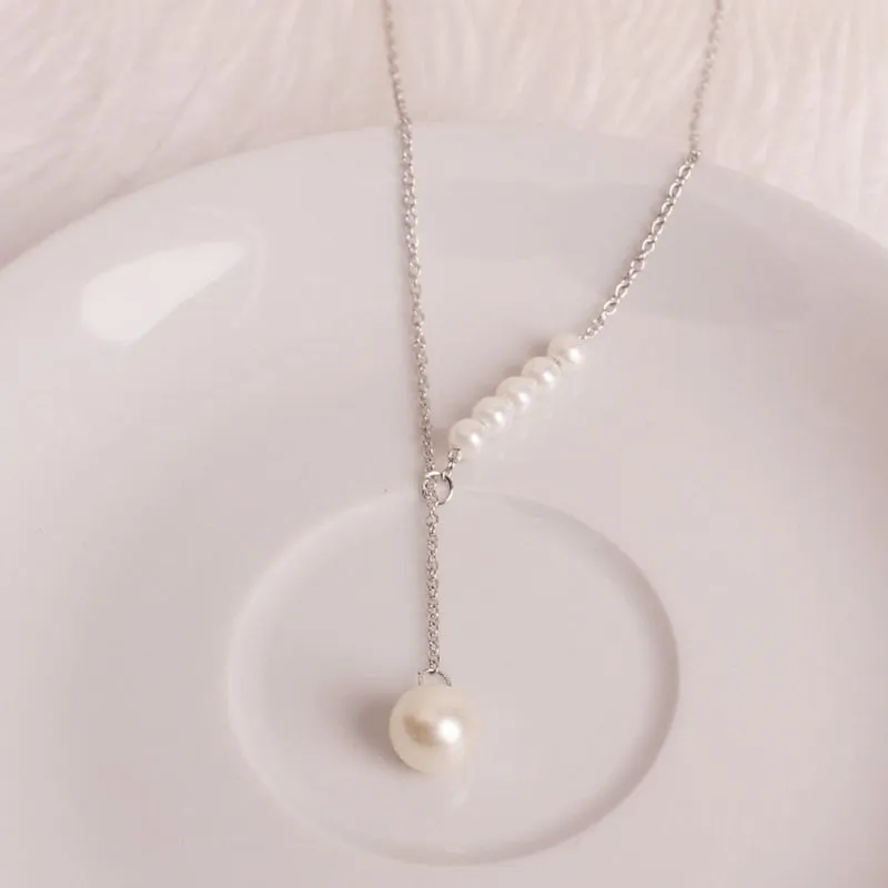 Natural Pearl Choker Necklace Chain Gold Women Jewelry