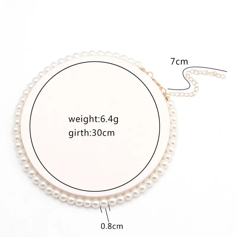 Natural Pearl Choker Necklace Chain Gold Women Jewelry
