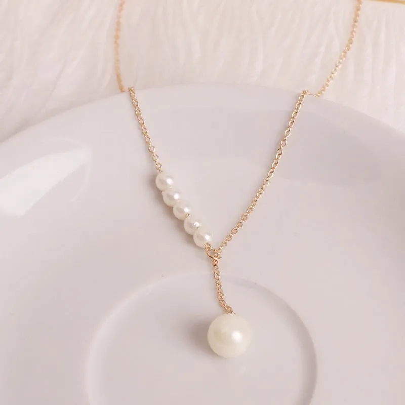 Natural Pearl Choker Necklace Chain Gold Women Jewelry