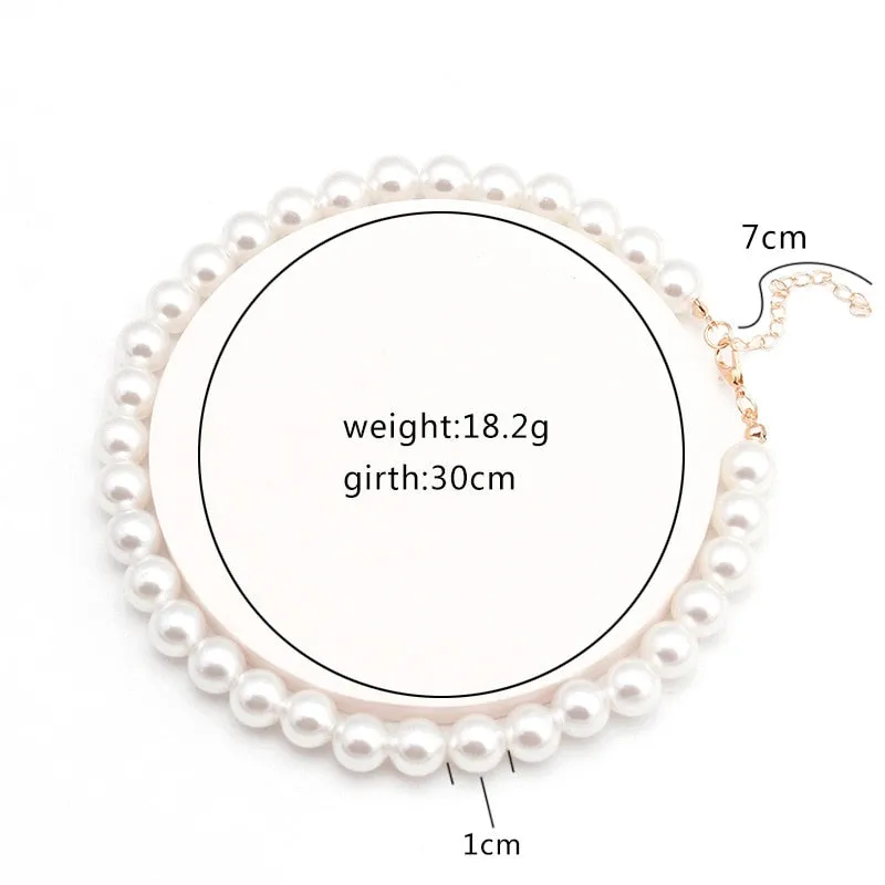 Natural Pearl Choker Necklace Chain Gold Women Jewelry