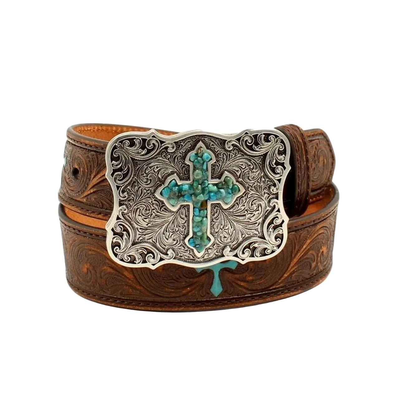 Nocona® Children's Embossed Painted Cross Brown Leather Belt N4438802