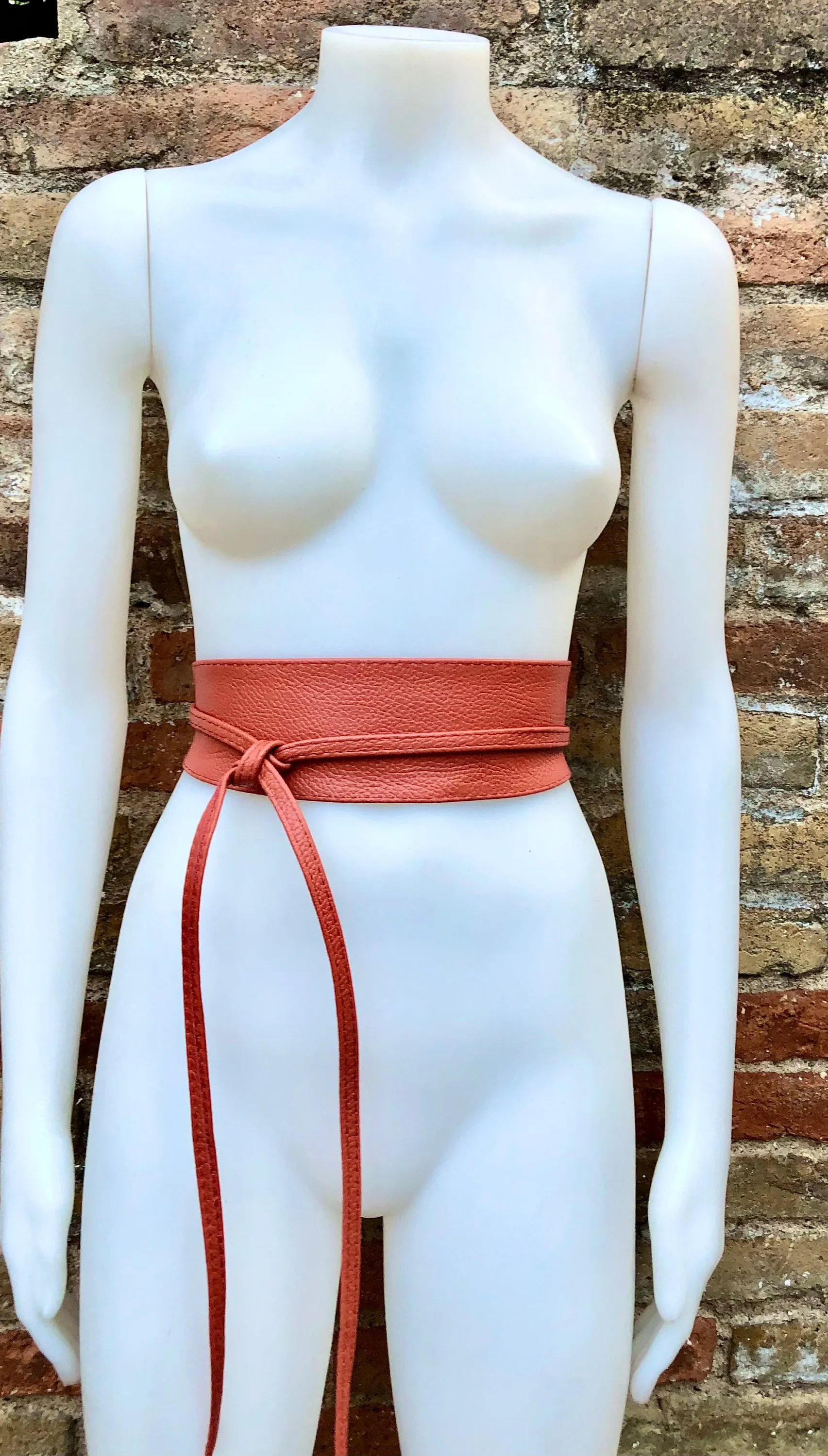 Obi belt in soft leather. Wrap belt in BURNT ORANGE. Waist belt in ORANGE. Wraparound belt. Burnt orange sash. Terracotta leather boho belts