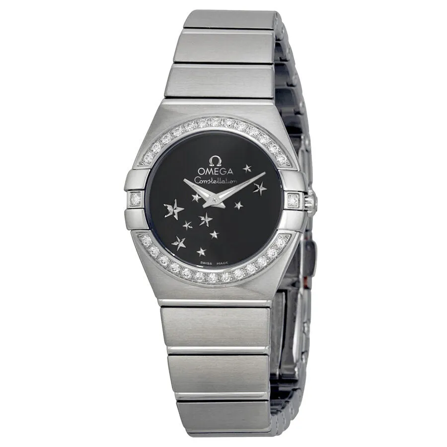 Omega Constellation Star Black Dial Stainless Steel Ladies Watch 12315246001001 123.15.24.60.01.001
