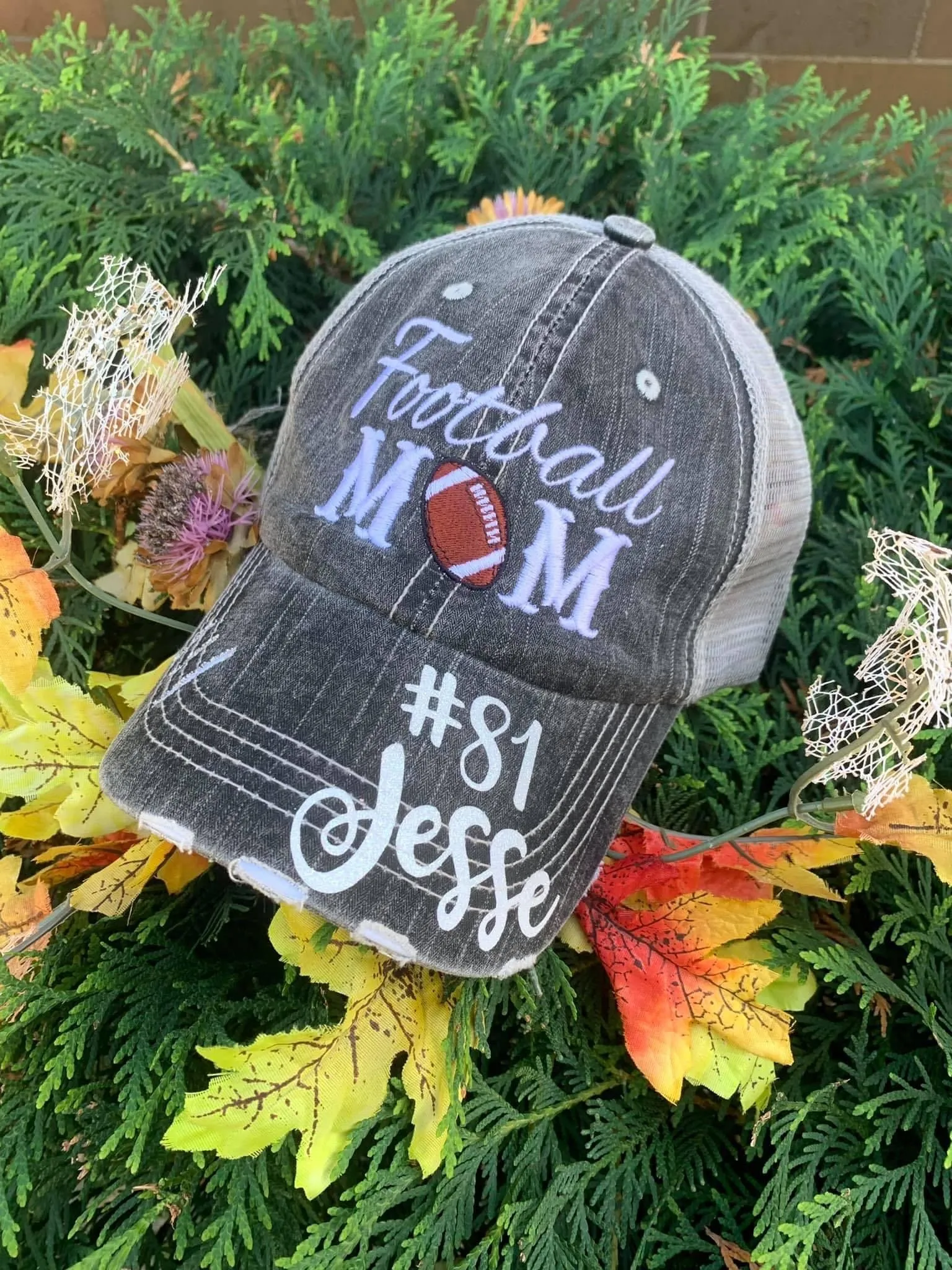Personalized sports mom hats Baseball mom Softball mom Embroidered distressed trucker caps