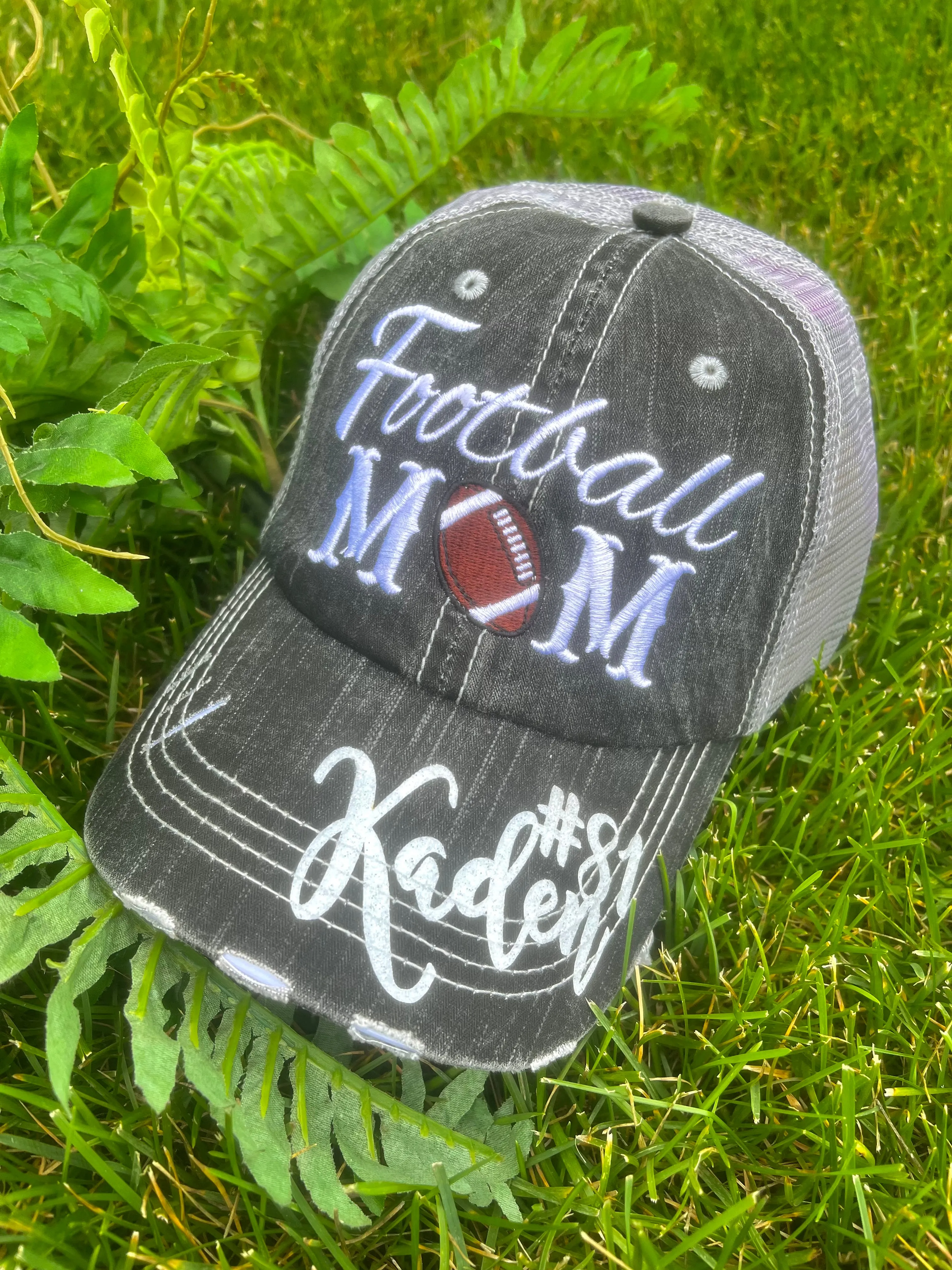 Personalized sports mom hats Baseball mom Softball mom Embroidered distressed trucker caps
