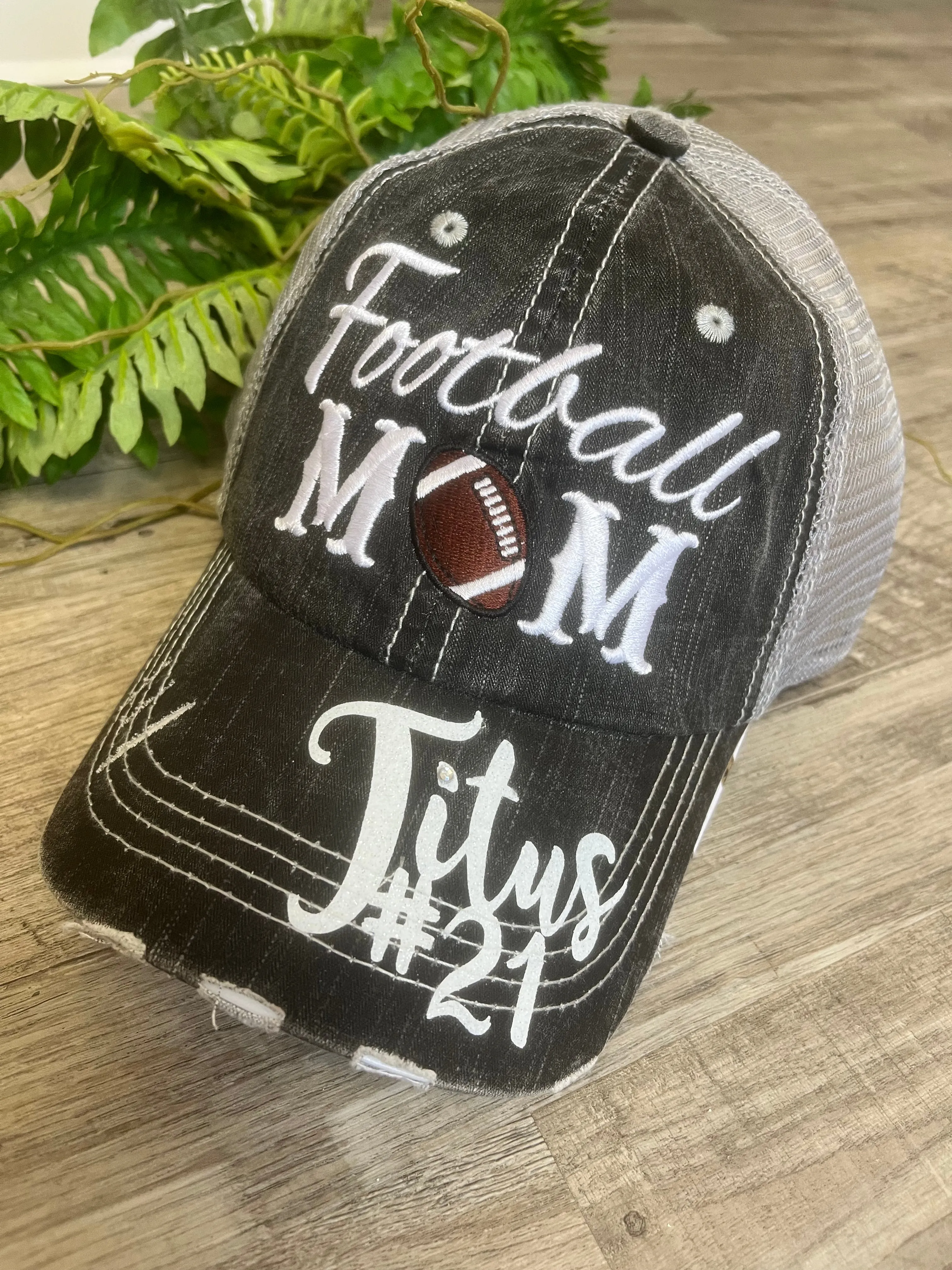 Personalized sports mom hats Baseball mom Softball mom Embroidered distressed trucker caps
