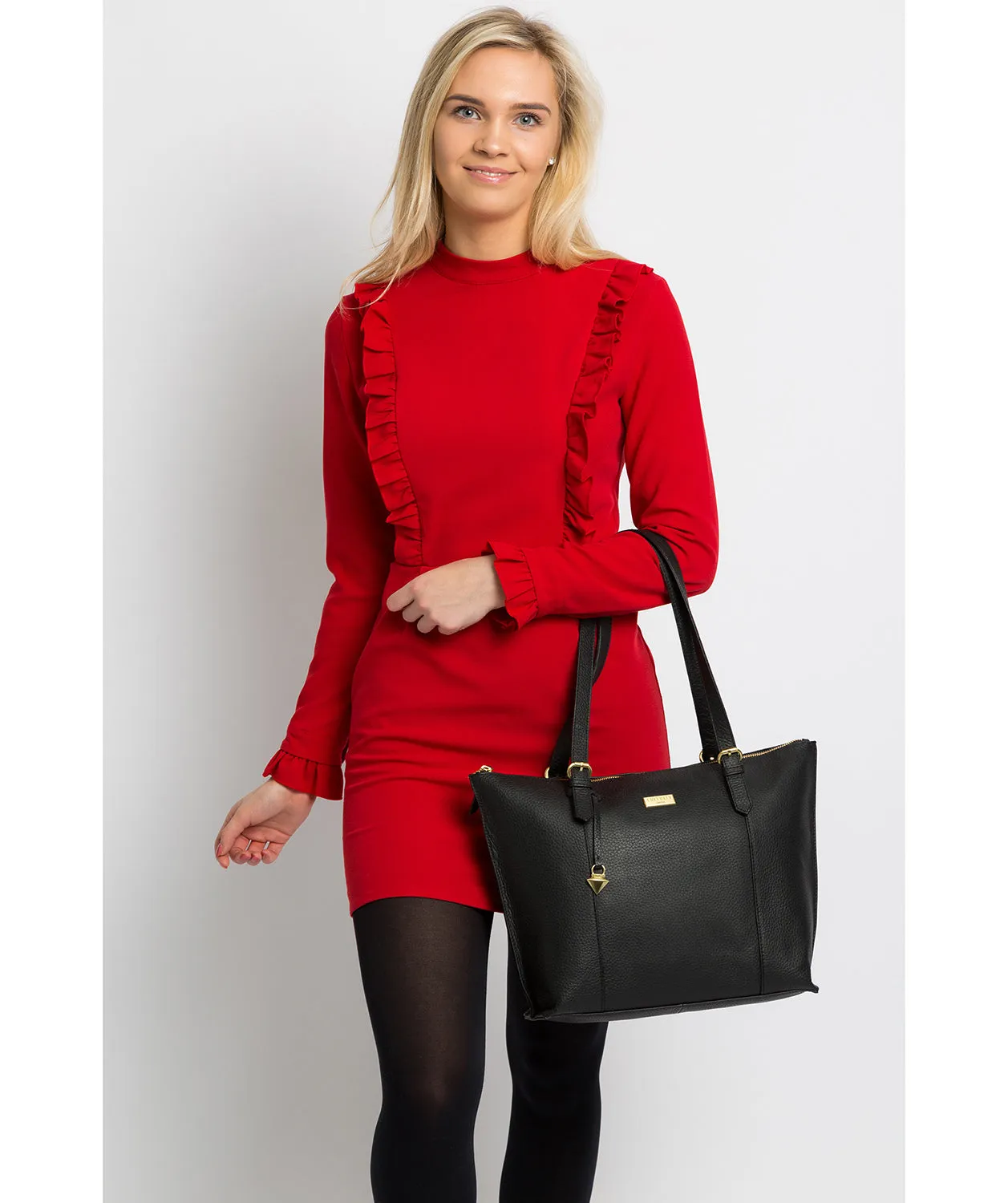 'Pippa' Black Leather Tote Bag