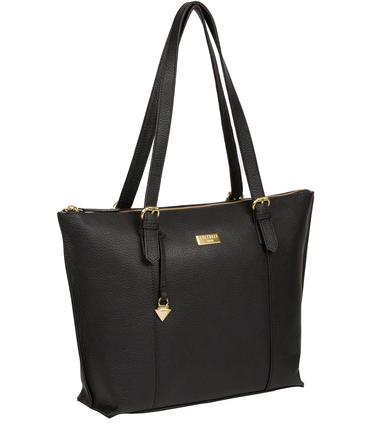 'Pippa' Black Leather Tote Bag