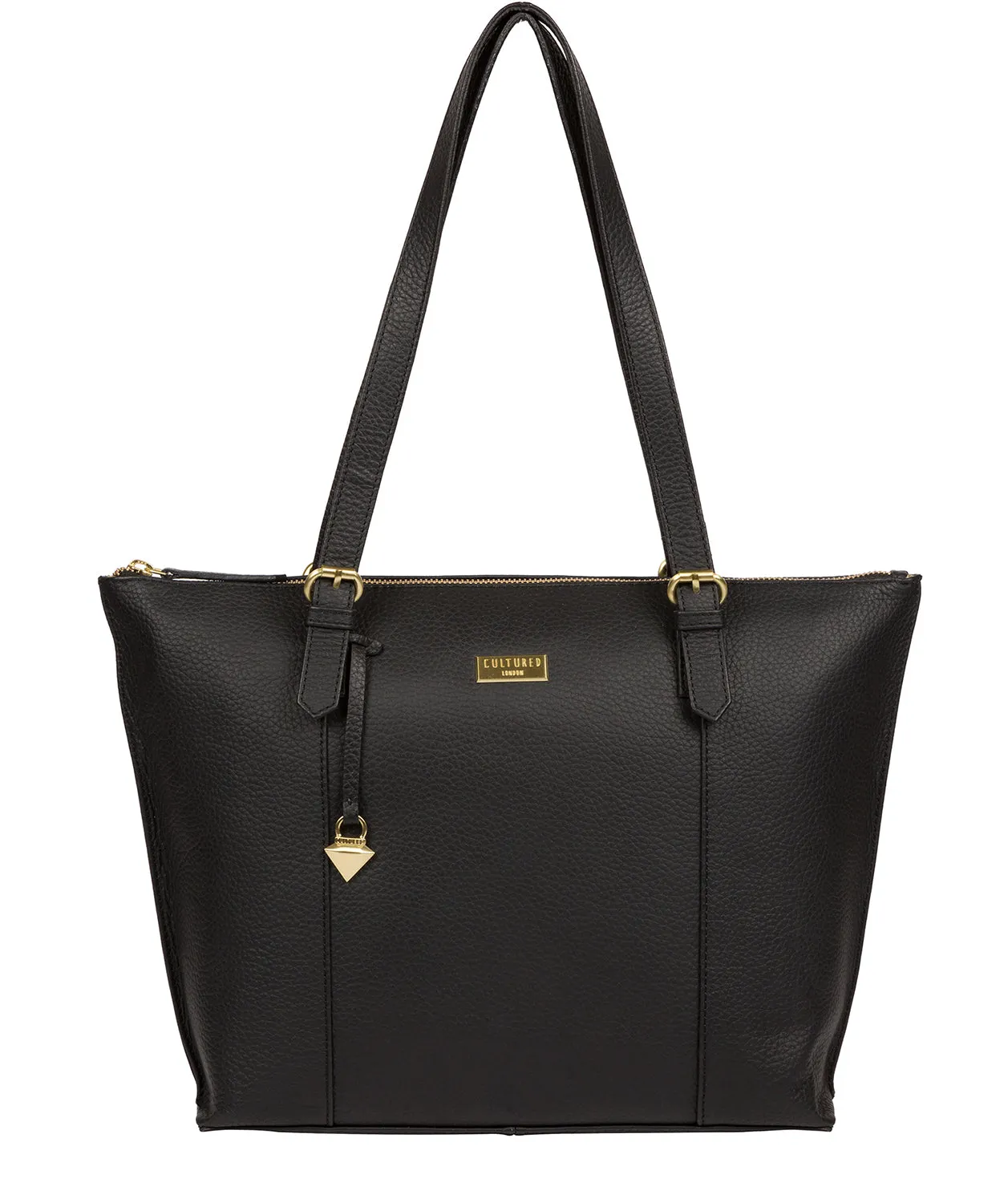 'Pippa' Black Leather Tote Bag